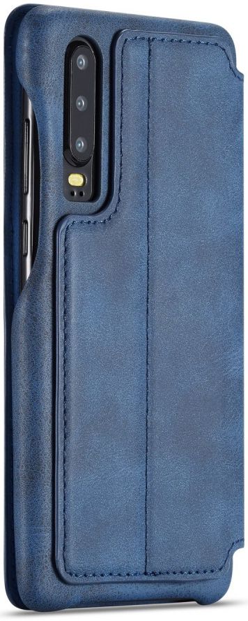 Huawei P30 Retro Style Kaarthouder Bookcase Hoesje Blauw afbeelding 7