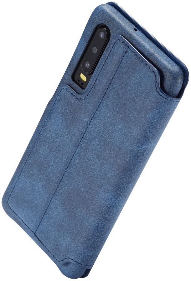 Huawei P30 Retro Style Kaarthouder Bookcase Hoesje Blauw afbeelding 9