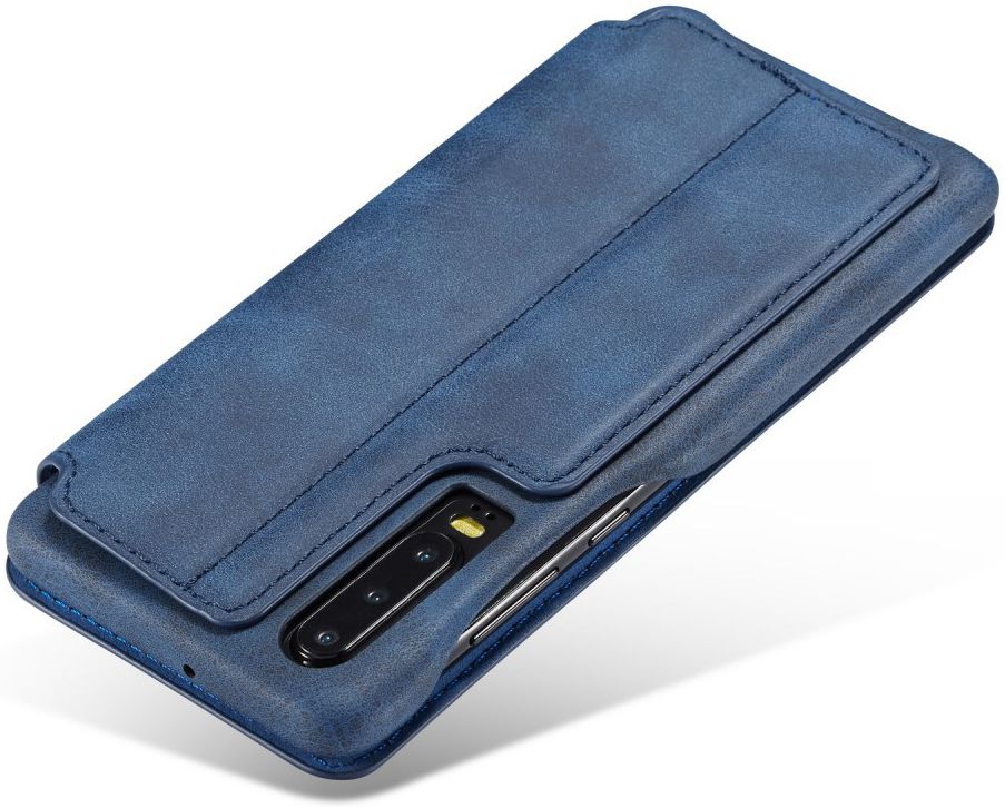Huawei P30 Retro Style Kaarthouder Bookcase Hoesje Blauw afbeelding 4