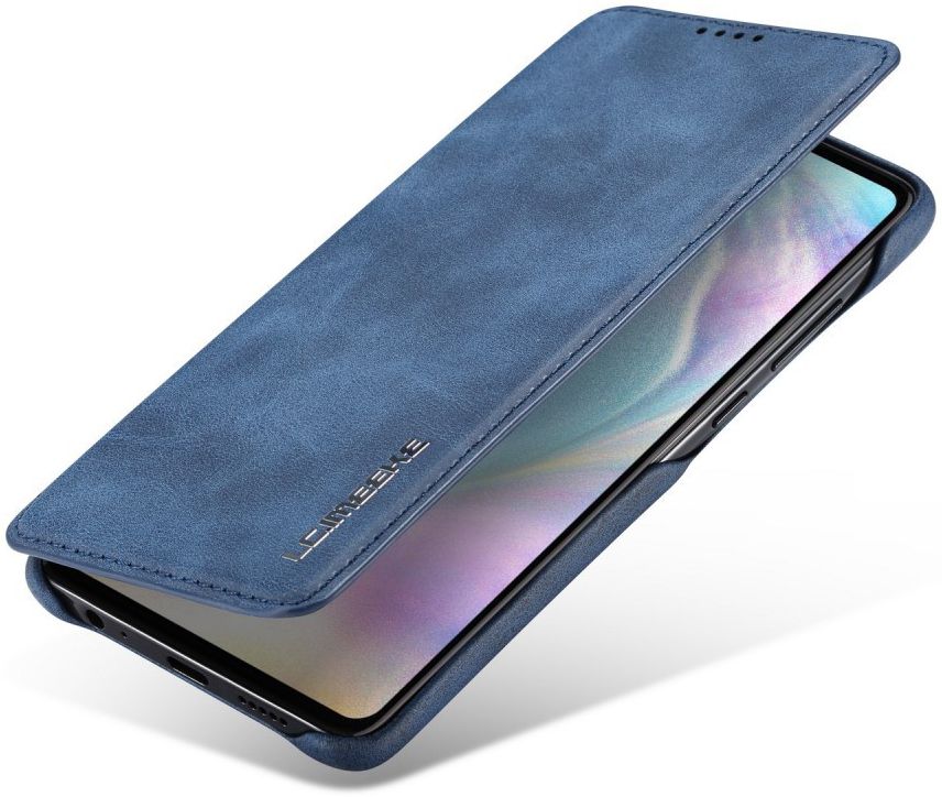 Huawei P30 Retro Style Kaarthouder Bookcase Hoesje Blauw afbeelding 1