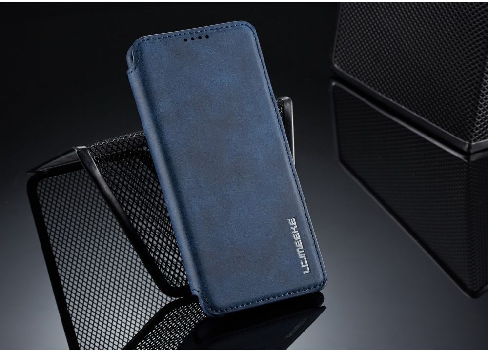 Huawei P30 Retro Style Kaarthouder Bookcase Hoesje Blauw afbeelding 10
