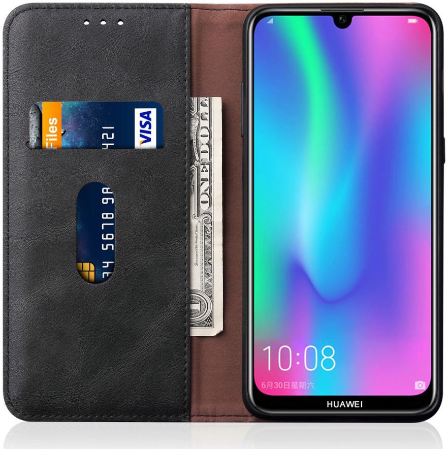 Huawei Y6s / Y6 (2019) Hoesje Vintage Portemonnee Zwart afbeelding 1