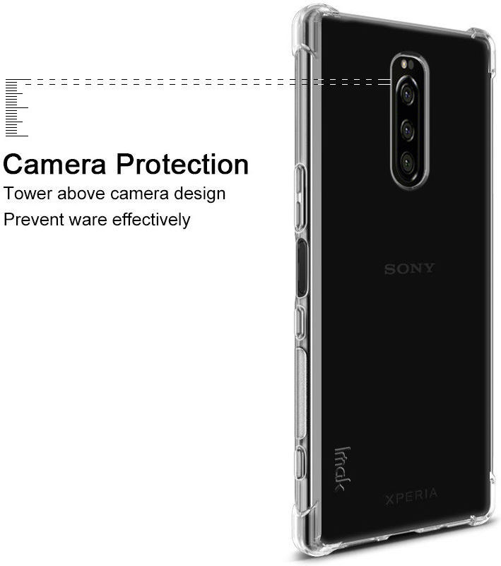 IMAK Sony Xperia 1 Hoesje TPU met Screenprotector Metaal Zwart afbeelding 9