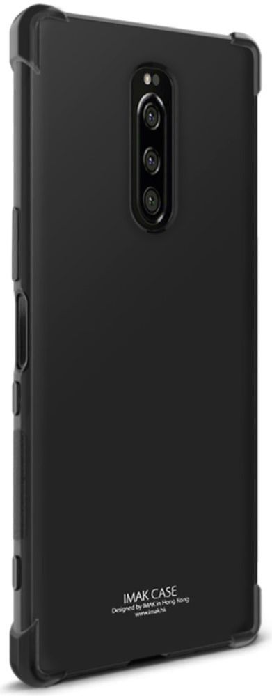 IMAK Sony Xperia 1 Hoesje TPU met Screenprotector Metaal Zwart afbeelding 4
