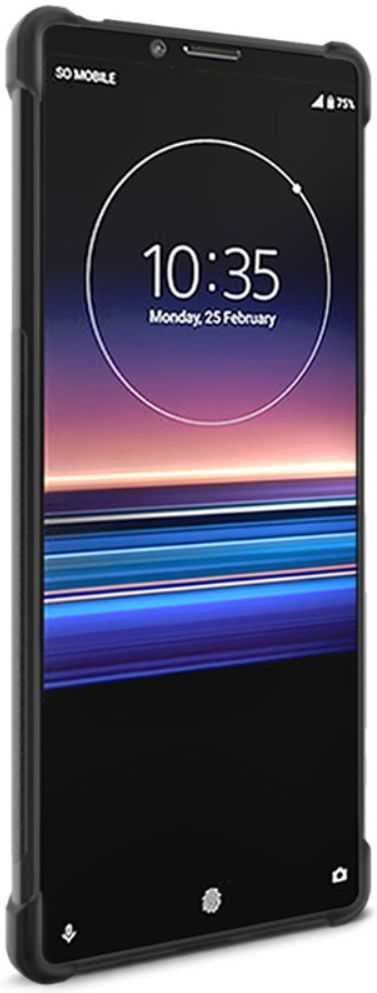 IMAK Sony Xperia 1 Hoesje TPU met Screenprotector Metaal Zwart afbeelding 5