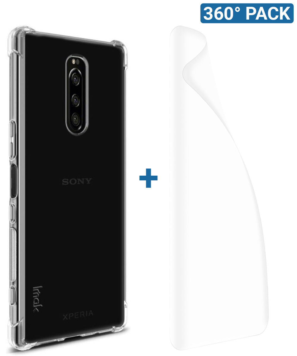 IMAK Sony Xperia 1 Hoesje TPU met Screenprotector Transparant afbeelding 1