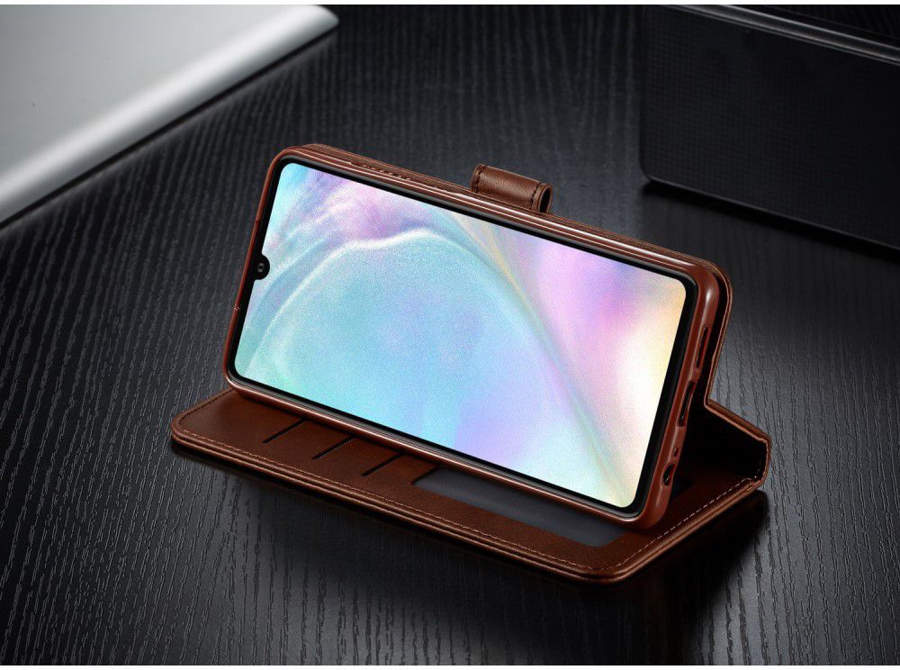 Huawei P30 Stand Portemonnee Bookcase Hoesje Coffee afbeelding 12
