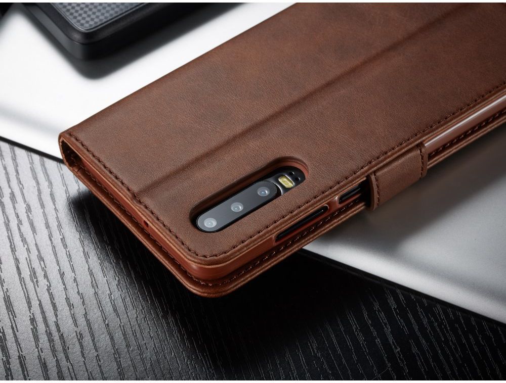 Huawei P30 Stand Portemonnee Bookcase Hoesje Coffee afbeelding 15