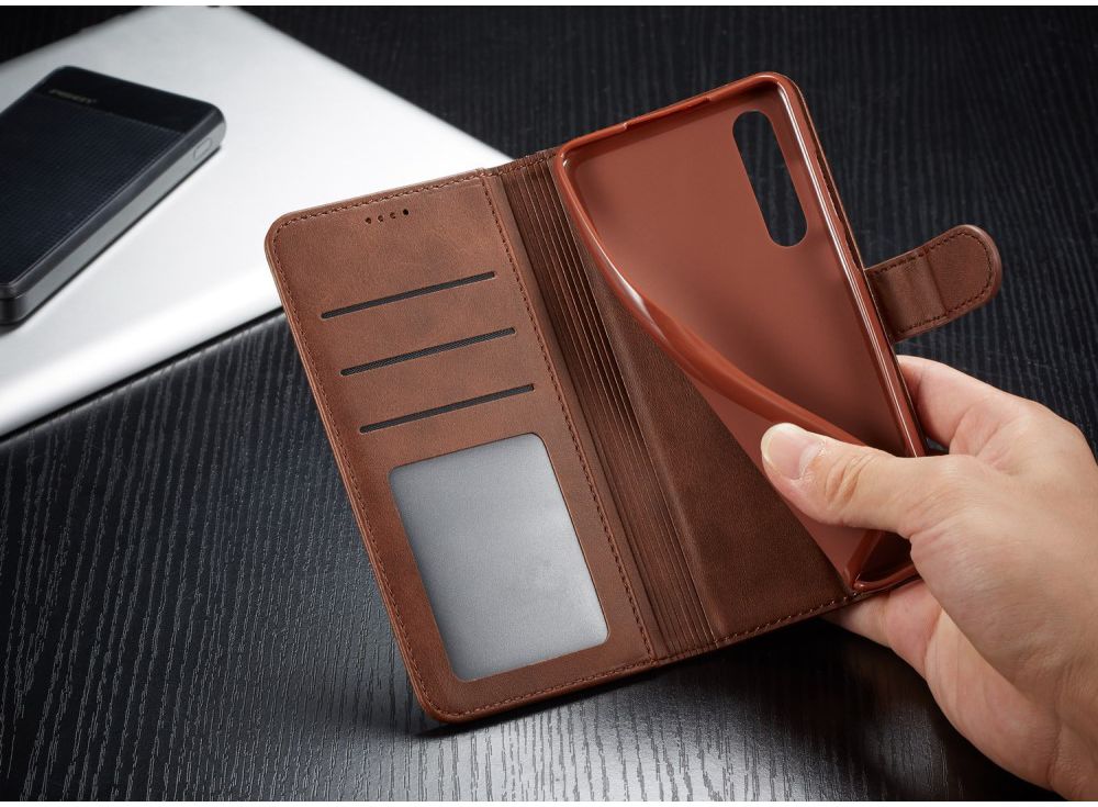 Huawei P30 Stand Portemonnee Bookcase Hoesje Coffee afbeelding 16