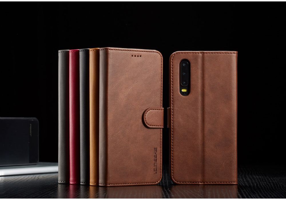 Huawei P30 Stand Portemonnee Bookcase Hoesje Coffee afbeelding 17