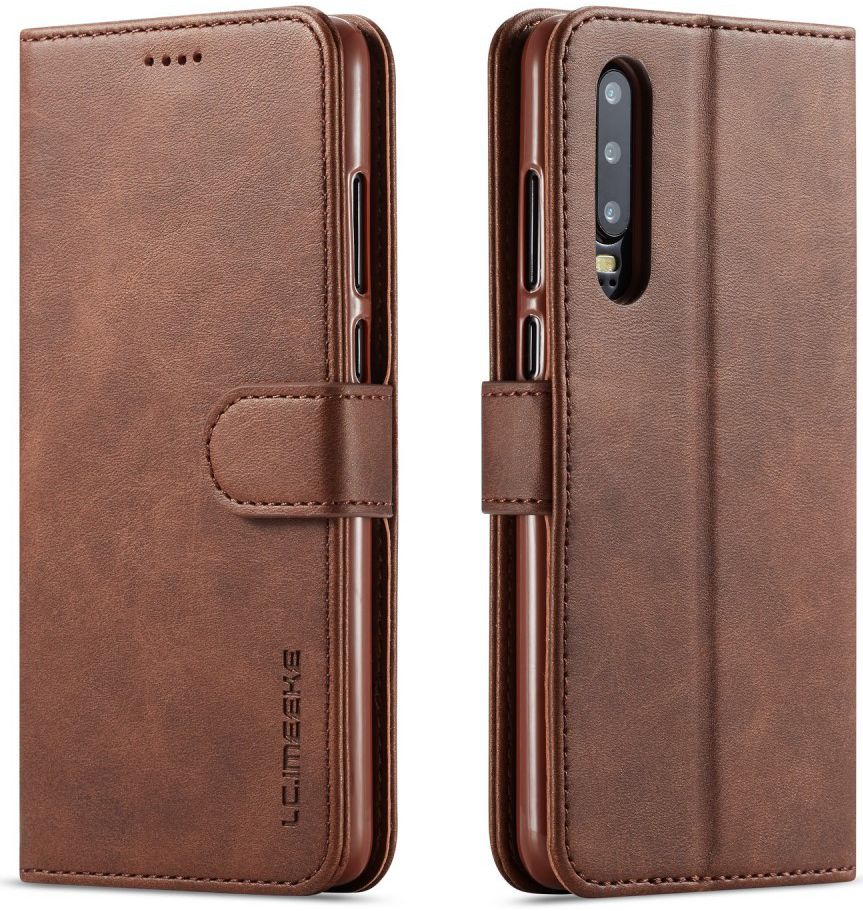 Huawei P30 Stand Portemonnee Bookcase Hoesje Coffee afbeelding 4