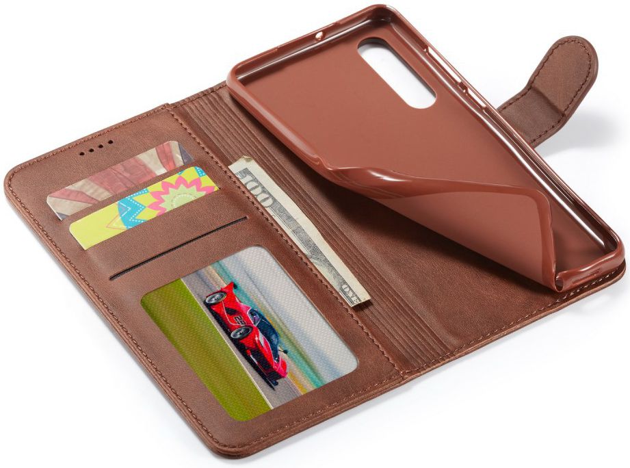 Huawei P30 Stand Portemonnee Bookcase Hoesje Coffee afbeelding 6