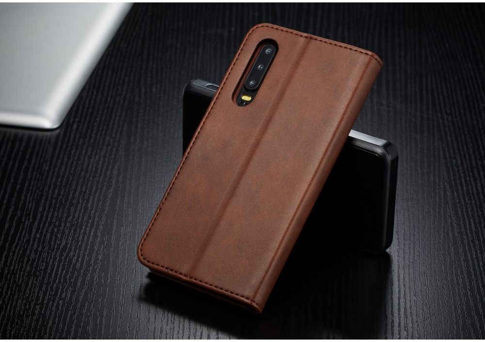 Huawei P30 Stand Portemonnee Bookcase Hoesje Coffee afbeelding 10