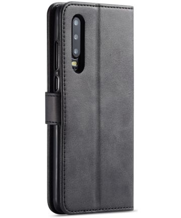 Huawei P30 Stand Portemonnee Bookcase Hoesje Zwart Hoesjes