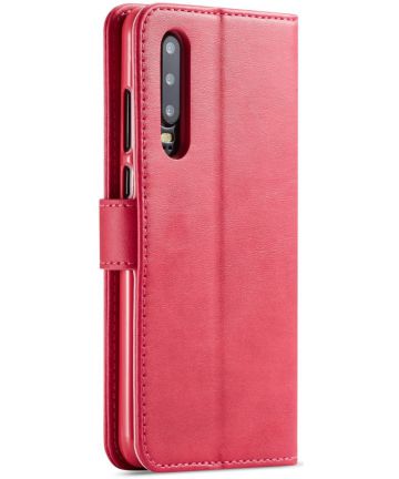 Huawei P30 Stand Portemonnee Bookcase Hoesje Roze Hoesjes