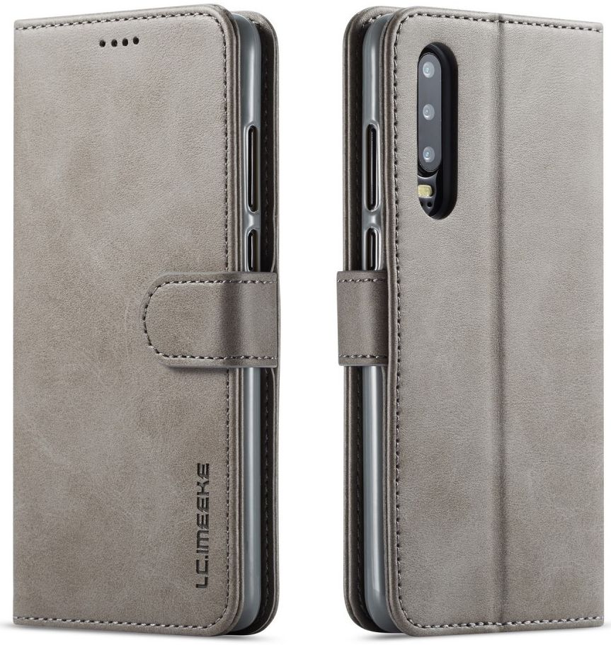 Huawei P30 Stand Portemonnee Bookcase Hoesje Grijs afbeelding 2