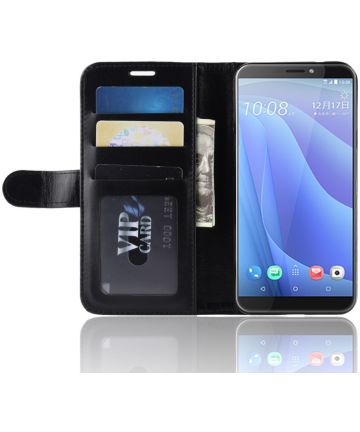 HTC Desire 12S Wallet Flip Case Stand Zwart Hoesjes