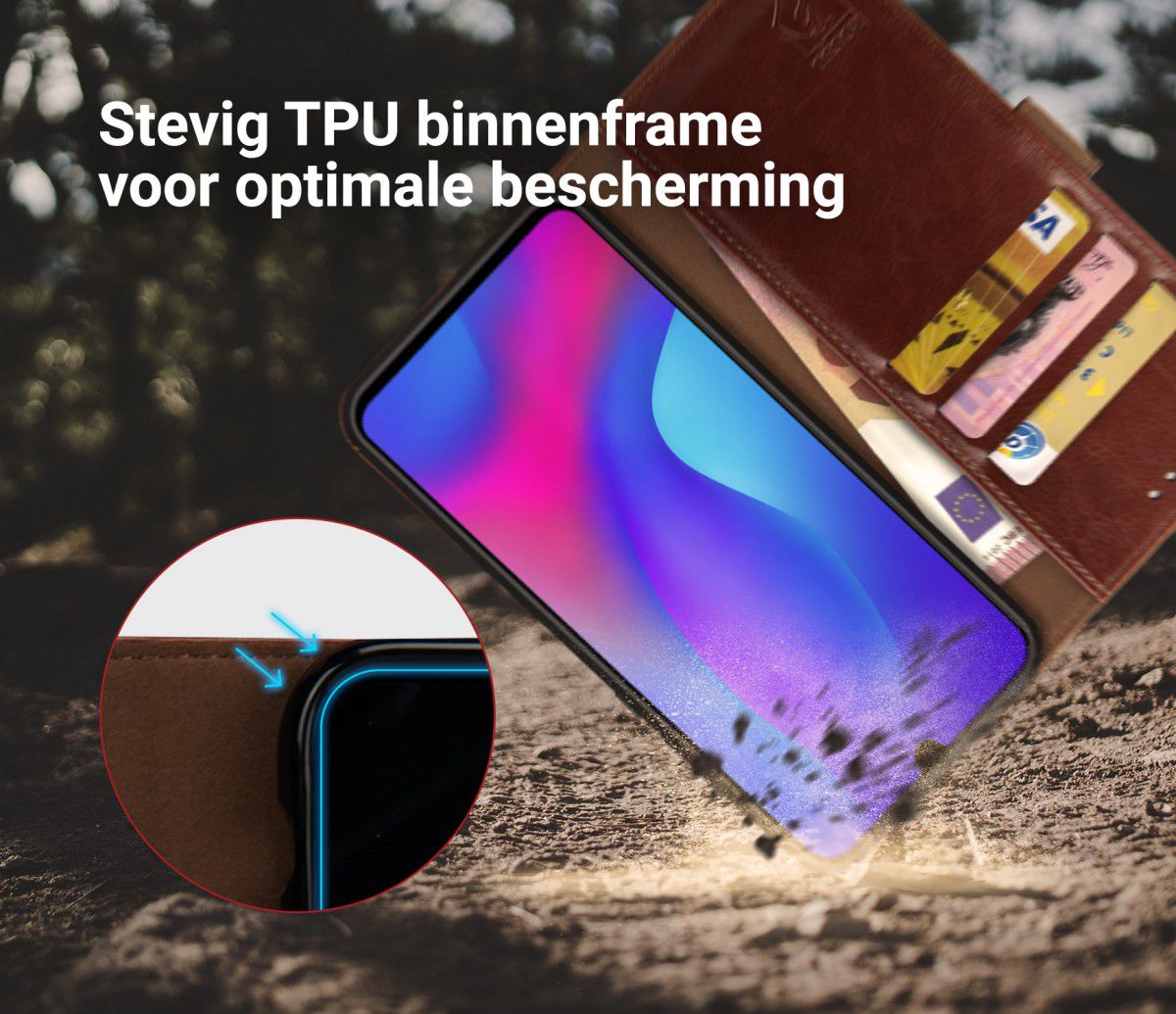 Rosso Element Huawei P Smart Plus (2019) Hoesje Book Cover Bruin afbeelding 6
