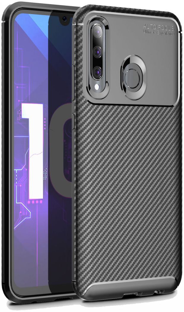 Huawei P Smart Plus (2019) Siliconen Carbon Hoesje Zwart afbeelding 1