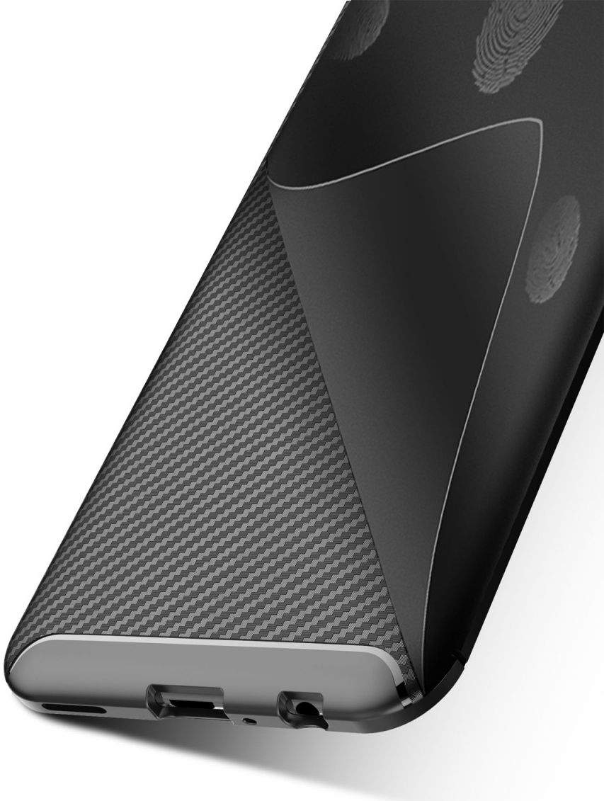 Huawei P Smart Plus (2019) Siliconen Carbon Hoesje Zwart afbeelding 6