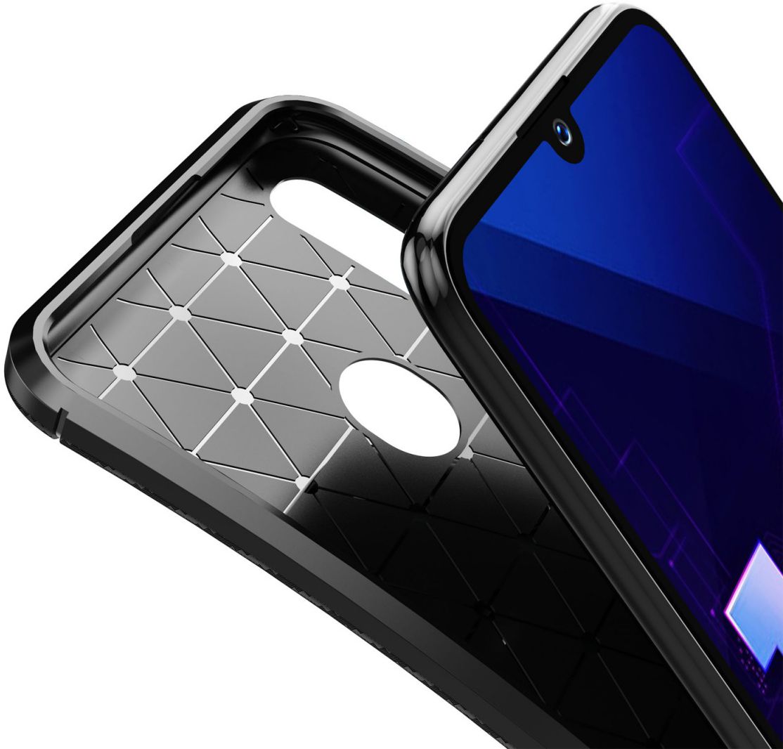 Huawei P Smart Plus (2019) Siliconen Carbon Hoesje Zwart afbeelding 2