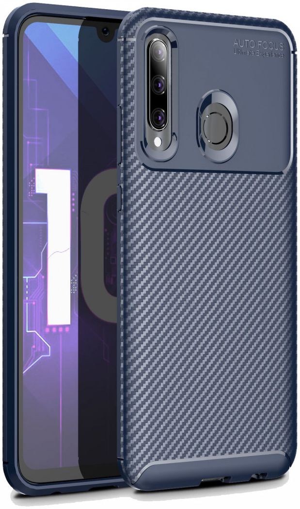 Huawei P Smart Plus (2019) Siliconen Carbon Hoesje Blauw afbeelding 1