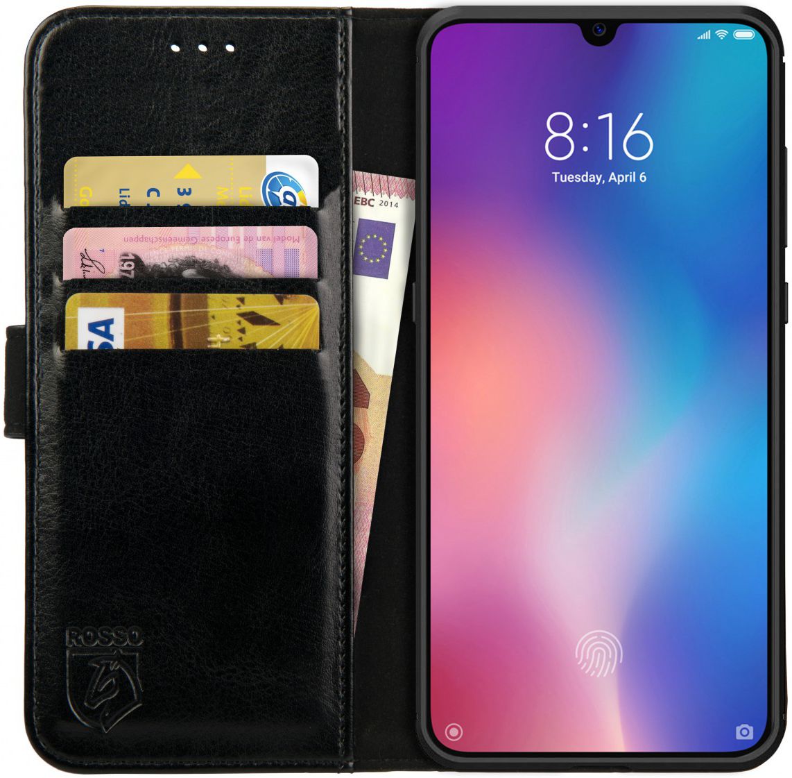 Rosso Element Xiaomi Mi 9 Hoesje Book Cover Zwart afbeelding 1