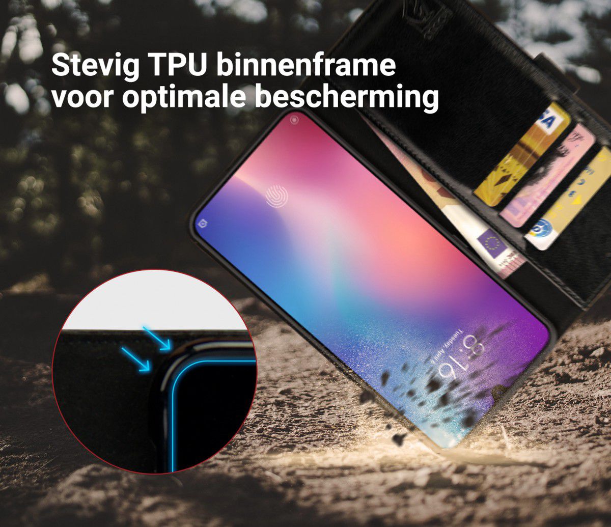 Rosso Element Xiaomi Mi 9 Hoesje Book Cover Zwart afbeelding 6
