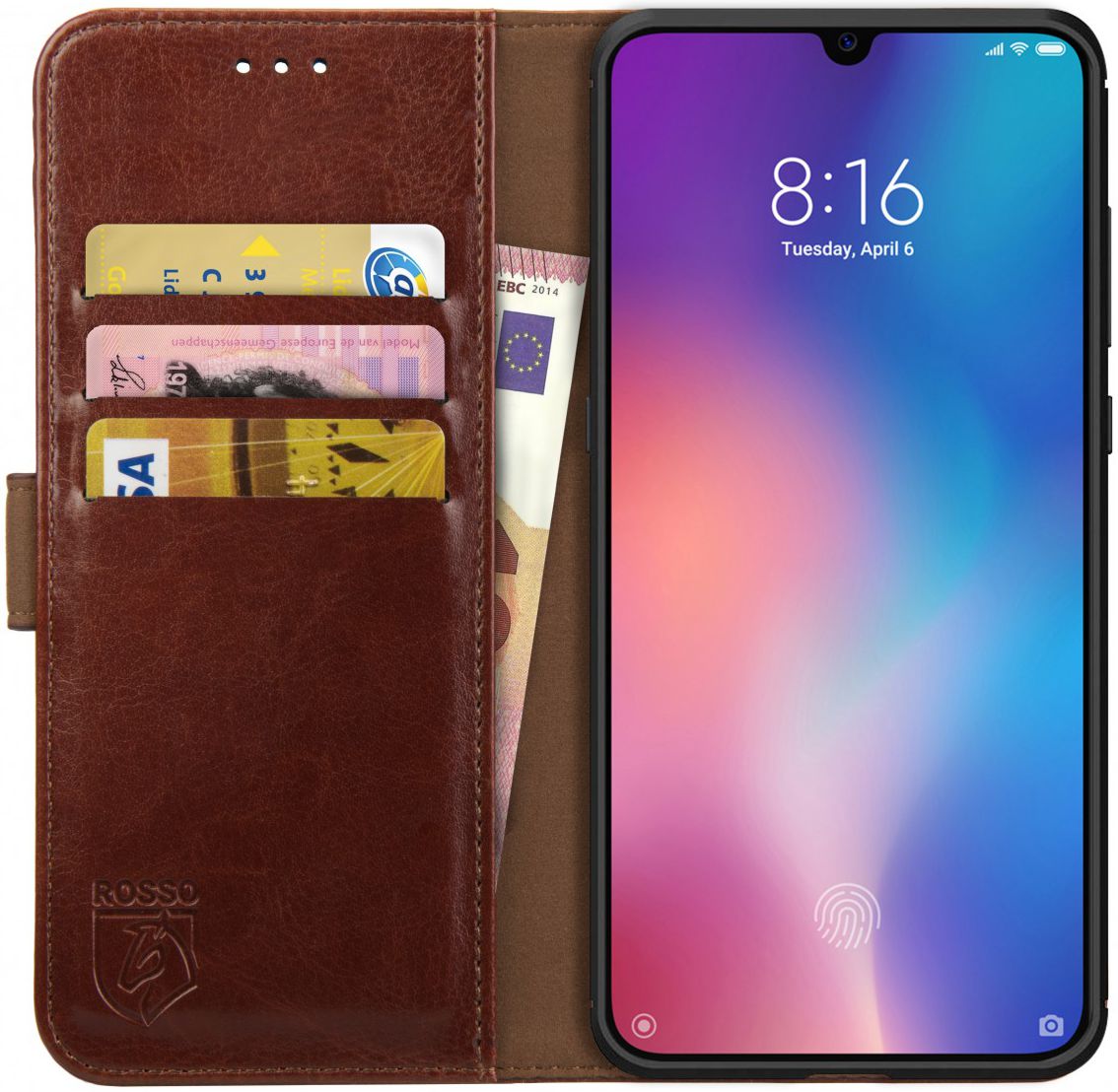 Rosso Element Xiaomi Mi 9 Hoesje Book Cover Bruin afbeelding 1