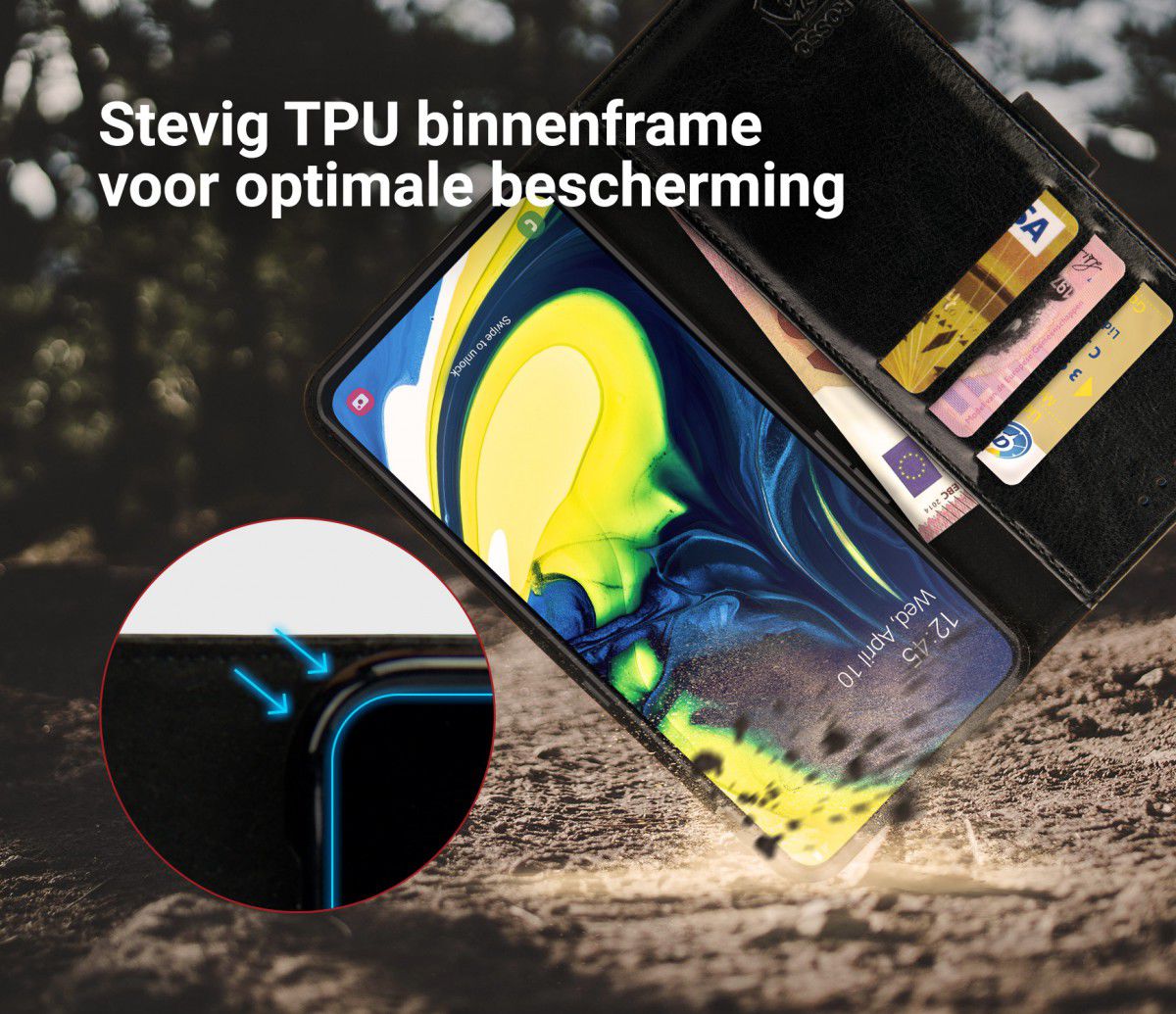 Rosso Element Samsung Galaxy A80 Hoesje Book Cover Zwart afbeelding 6