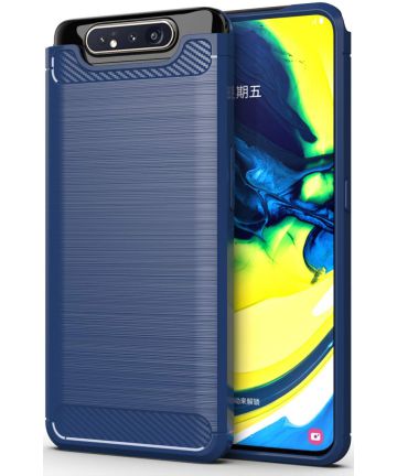 Samsung Galaxy A80 Geborsteld TPU Hoesje Blauw Hoesjes