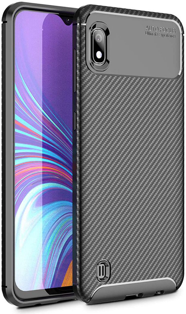 Samsung Galaxy A10 Siliconen Carbon Hoesje Zwart afbeelding 1