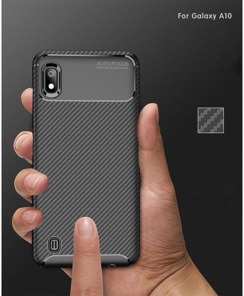 Samsung Galaxy A10 Siliconen Carbon Hoesje Zwart afbeelding 15