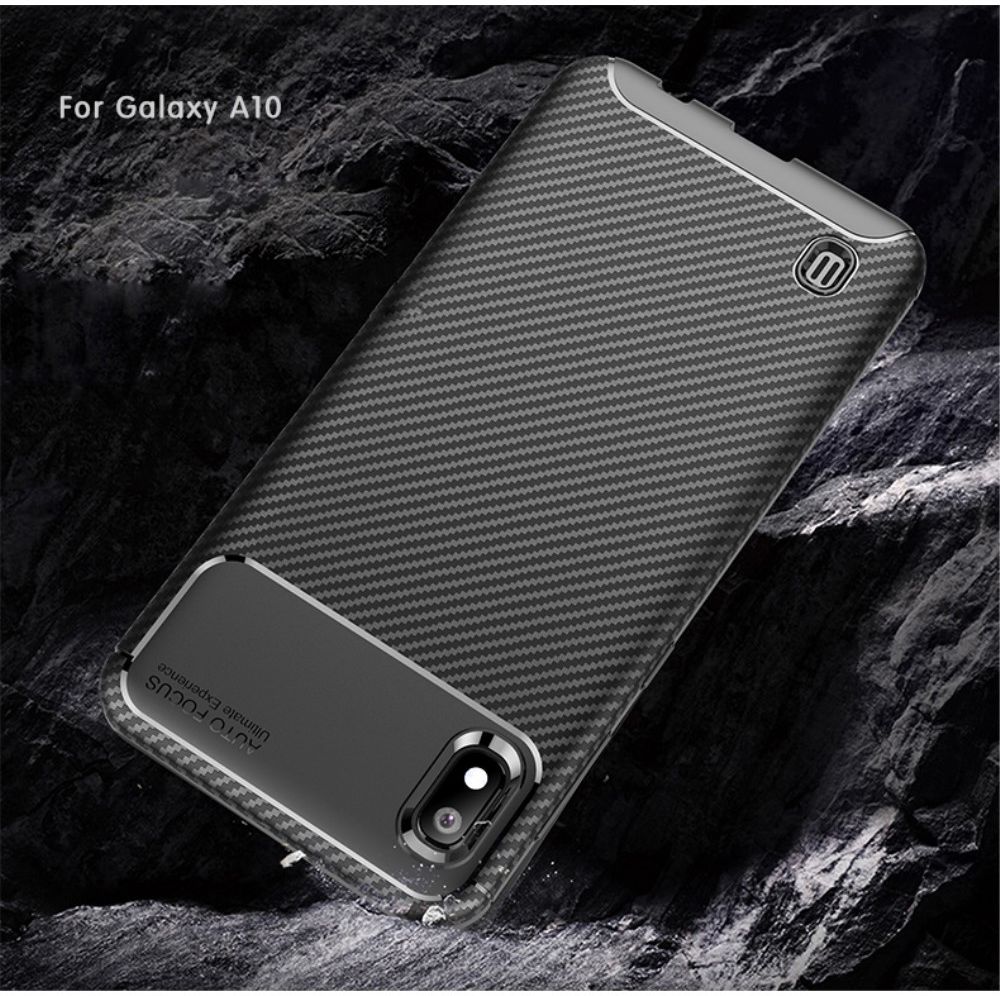 Samsung Galaxy A10 Siliconen Carbon Hoesje Zwart afbeelding 5