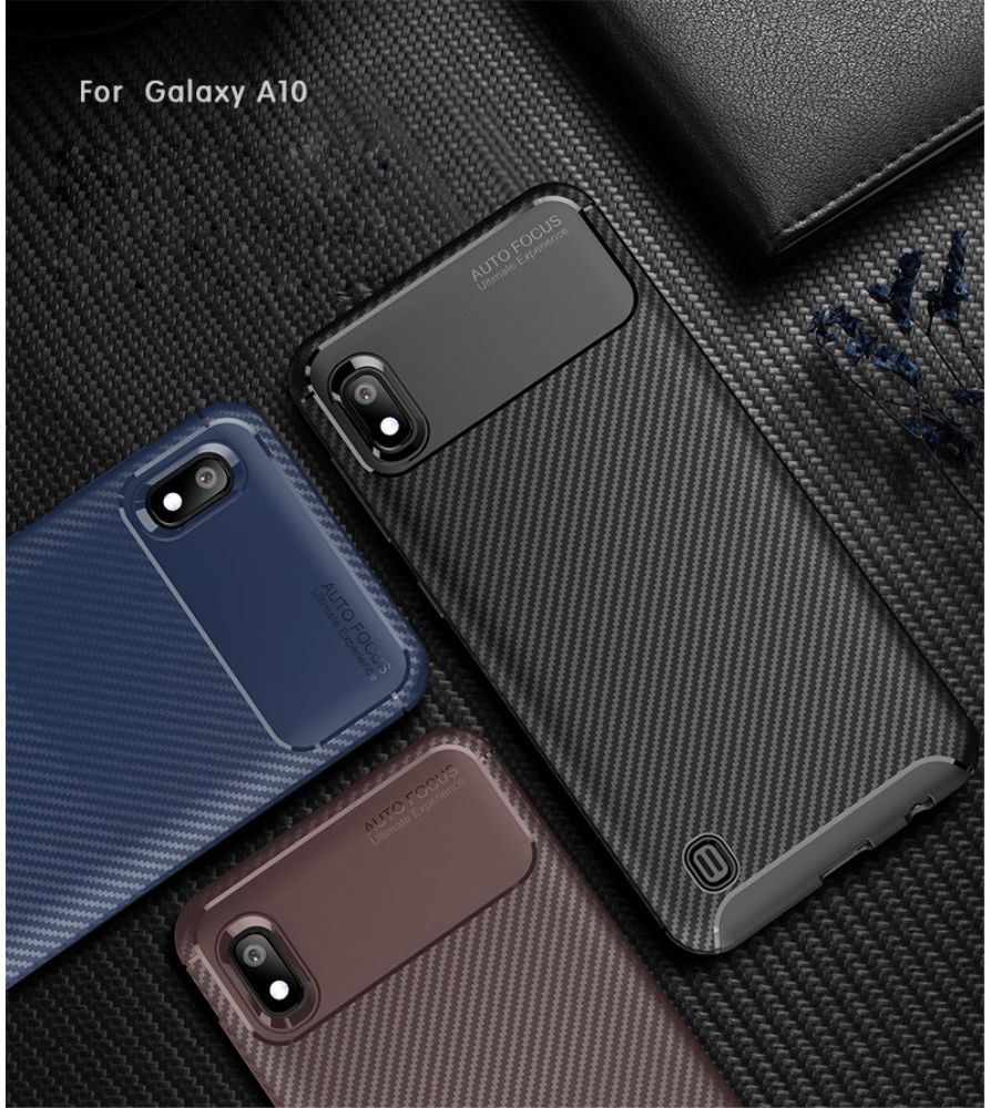 Samsung Galaxy A10 Siliconen Carbon Hoesje Zwart afbeelding 9