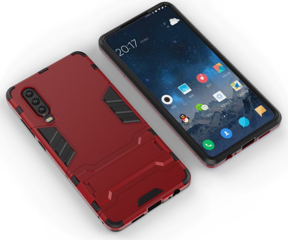 Huawei P30 Hybride Kickstand Hoesje Rood afbeelding 3