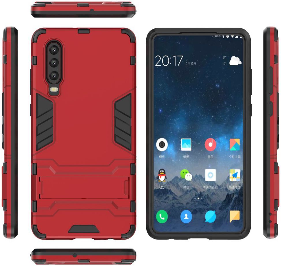 Huawei P30 Hybride Kickstand Hoesje Rood afbeelding 4