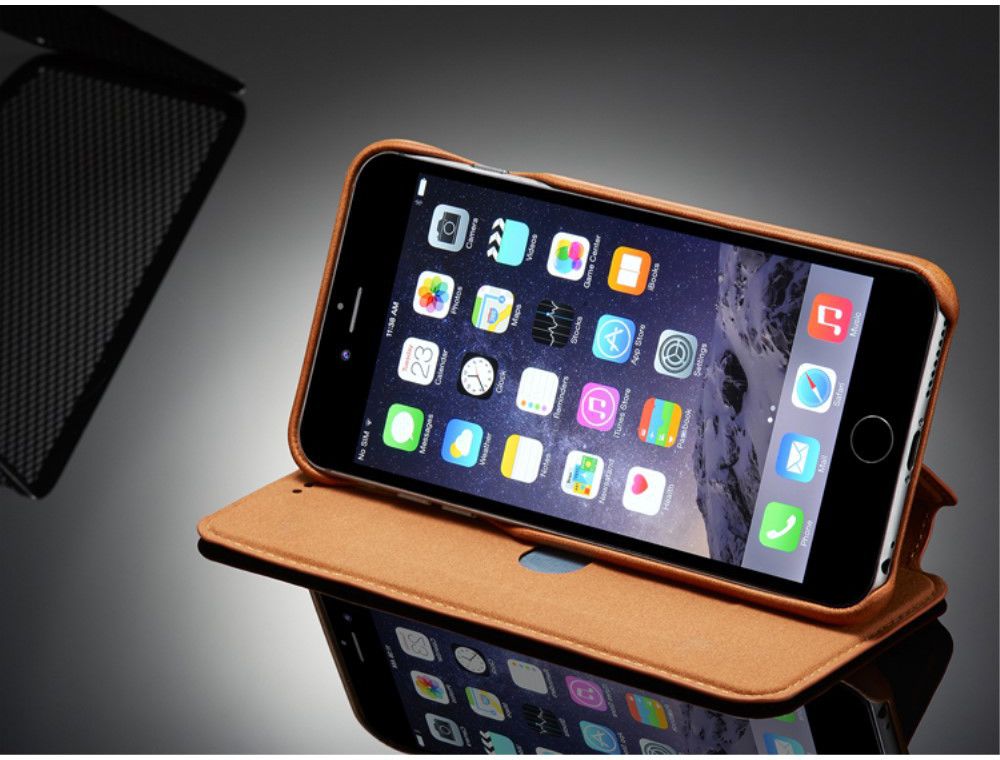 Apple iPhone 6S Plus Retro Style Book Case Kaarthouder Hoesje Bruin afbeelding 16