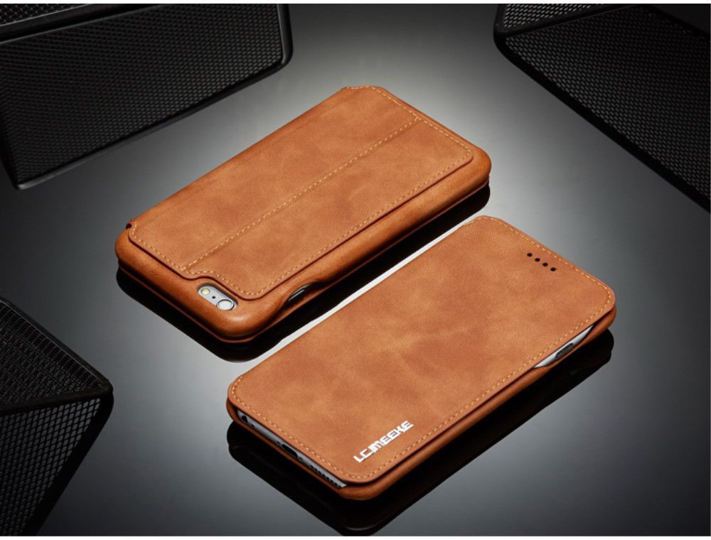Apple iPhone 6S Plus Retro Style Book Case Kaarthouder Hoesje Bruin afbeelding 17