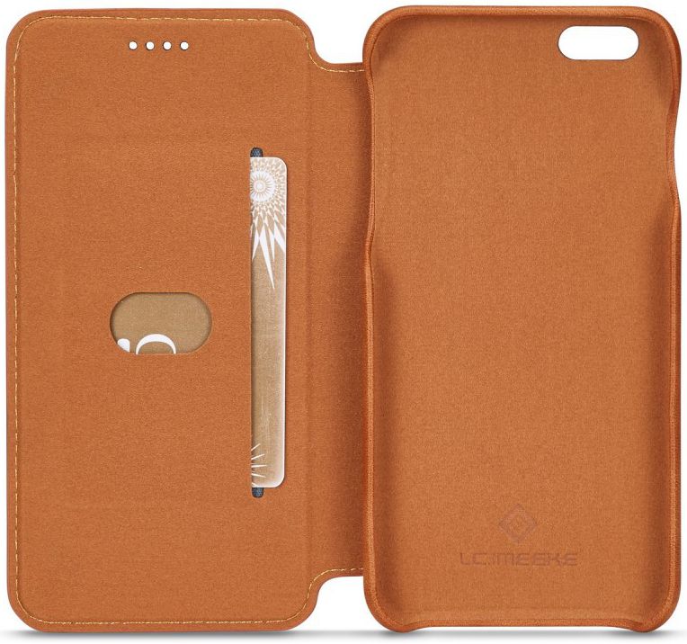 Apple iPhone 6S Plus Retro Style Book Case Kaarthouder Hoesje Bruin afbeelding 3