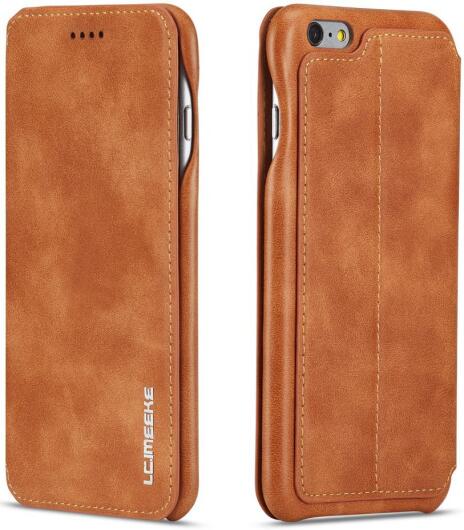 Apple iPhone 6S Plus Retro Style Book Case Kaarthouder Hoesje Bruin afbeelding 2