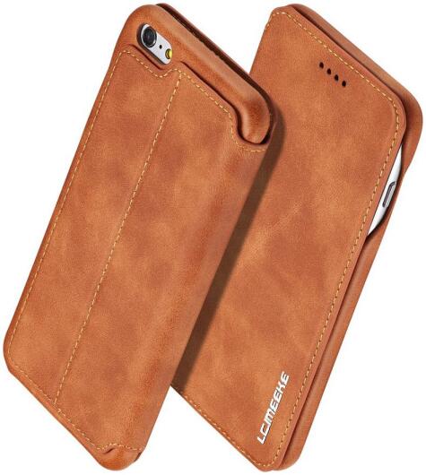 Apple iPhone 6S Plus Retro Style Book Case Kaarthouder Hoesje Bruin afbeelding 8