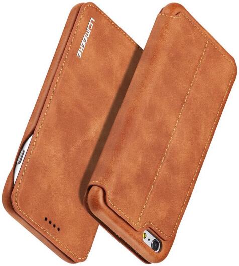 Apple iPhone 6S Plus Retro Style Book Case Kaarthouder Hoesje Bruin afbeelding 9