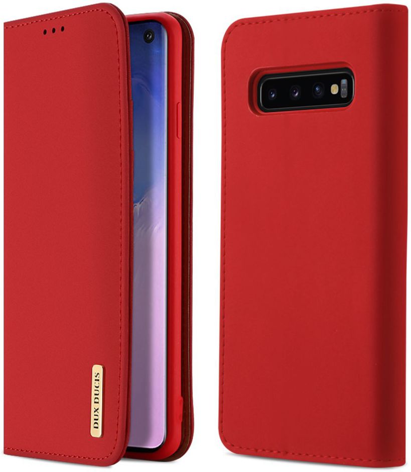 Dux Ducis Luxe Book Case Samsung Galaxy S10 Hoesje Echt Leer Rood afbeelding 1