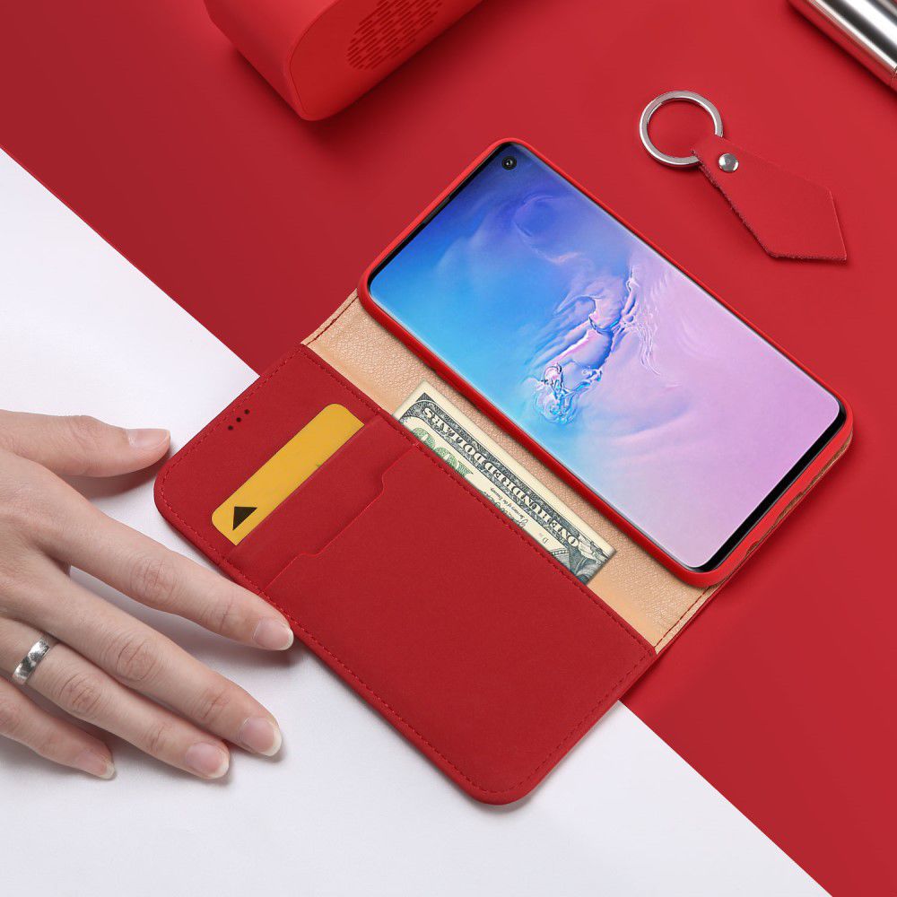 Dux Ducis Luxe Book Case Samsung Galaxy S10 Hoesje Echt Leer Rood afbeelding 2