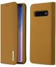 Dux Ducis Luxe Book Case Samsung Galaxy S10 Hoesje Echt Leer Khaki