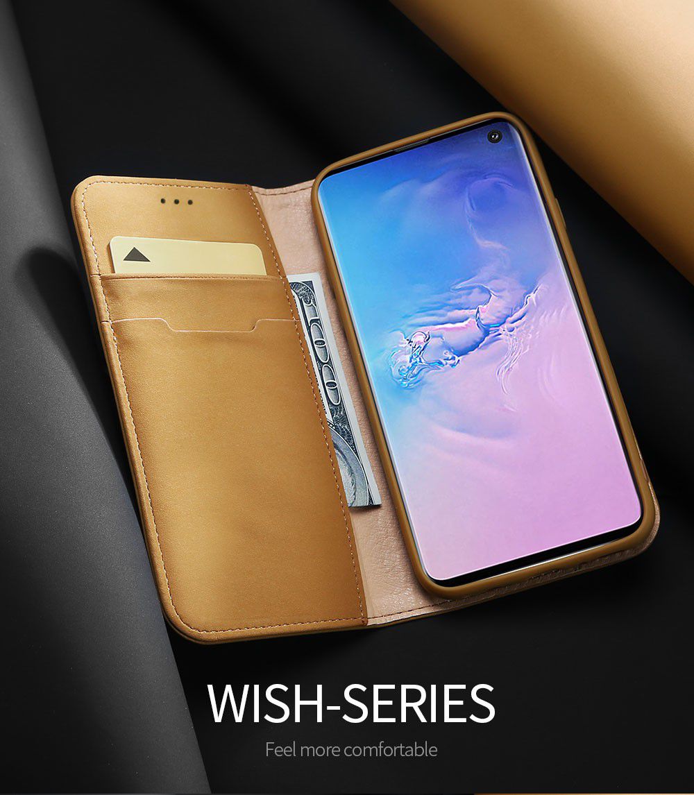 Dux Ducis Luxe Book Case Samsung Galaxy S10 Hoesje Echt Leer Khaki afbeelding 5