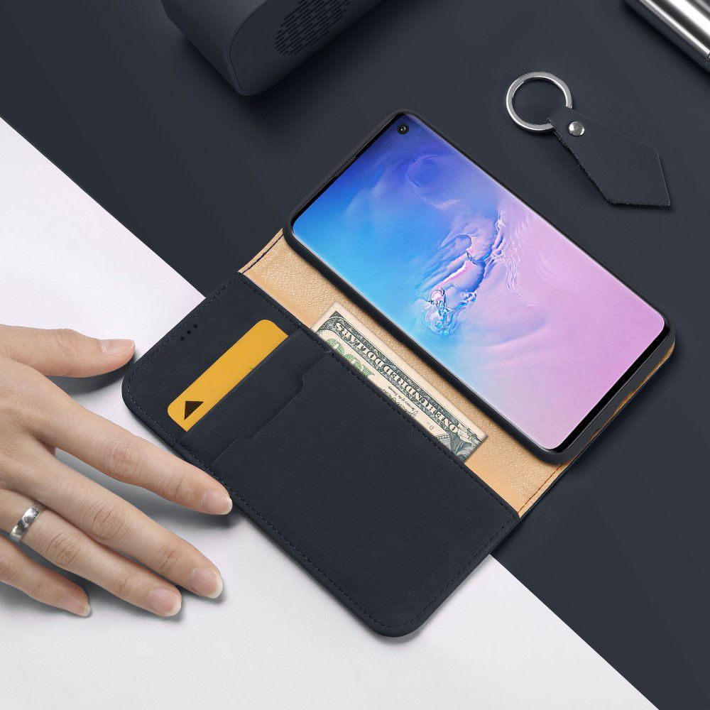 Dux Ducis Luxe Book Case Samsung Galaxy S10 Hoesje Echt Leer Blauw afbeelding 2