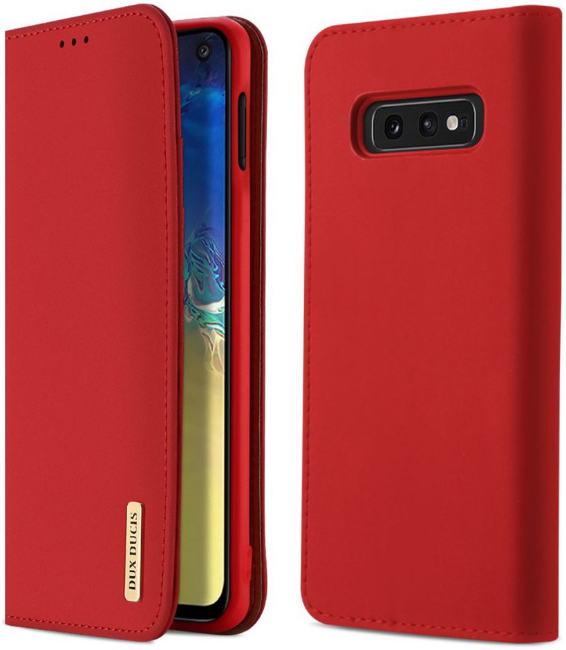 Dux Ducis Luxe Book Case Samsung Galaxy S10E Hoesje Echt Leer Rood afbeelding 1