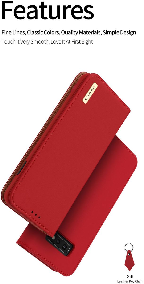 Dux Ducis Luxe Book Case Samsung Galaxy S10E Hoesje Echt Leer Rood afbeelding 6